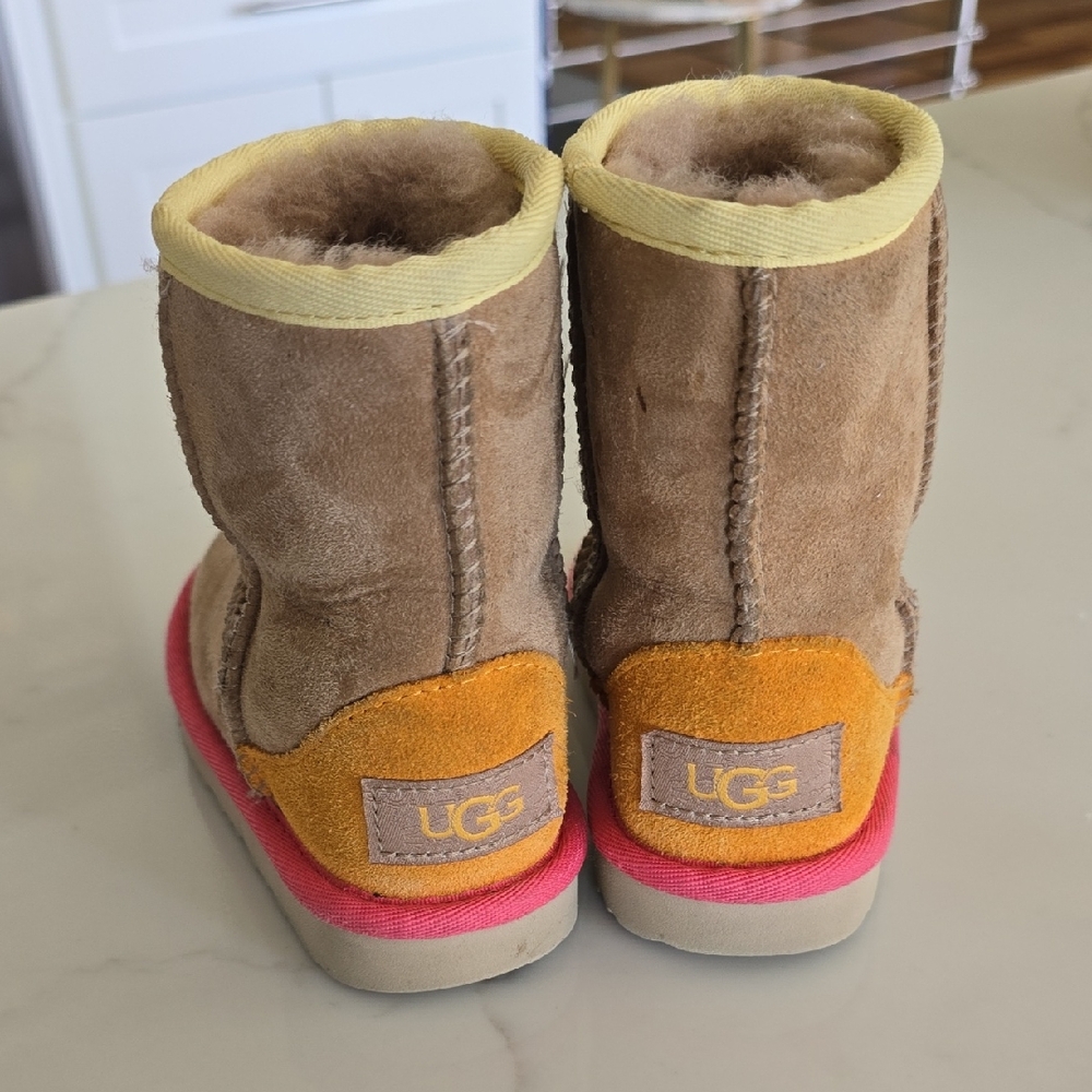 UGG Pink and Brown Suede Boots with Sheepskin Lining
